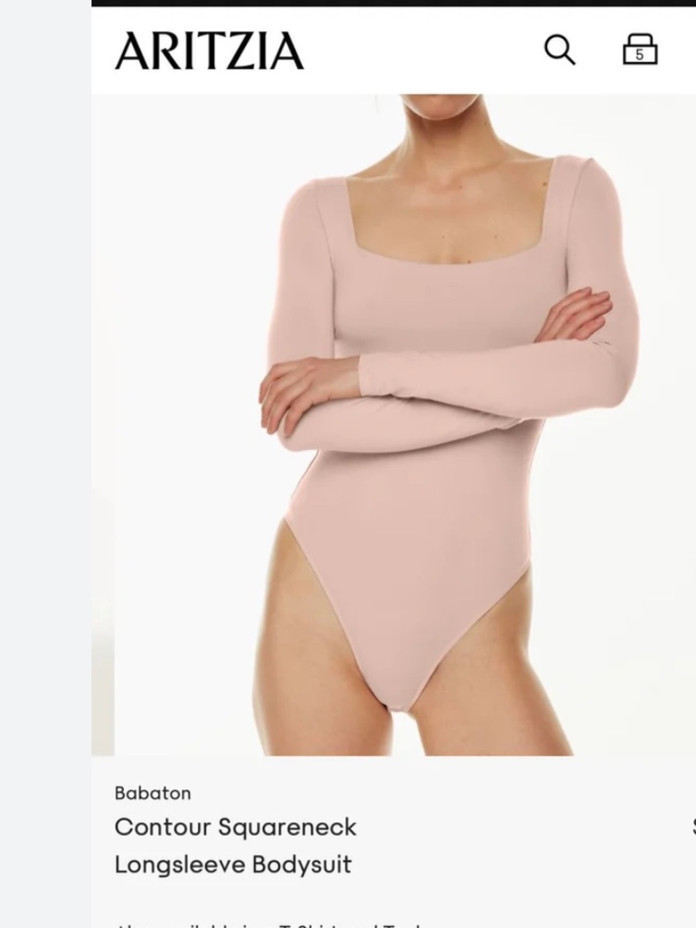 Babaton Kasha Taupe Squareneck Longsleeve Bodysuit — Soft Blush Taupe